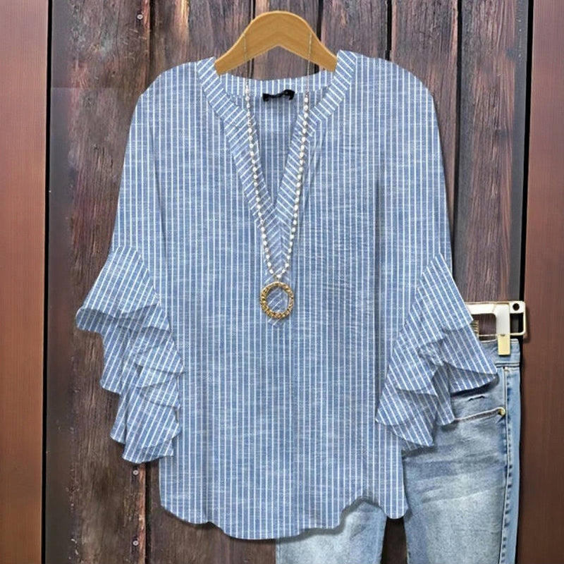 Florence – Relaxed Floral Ruffle Blouse