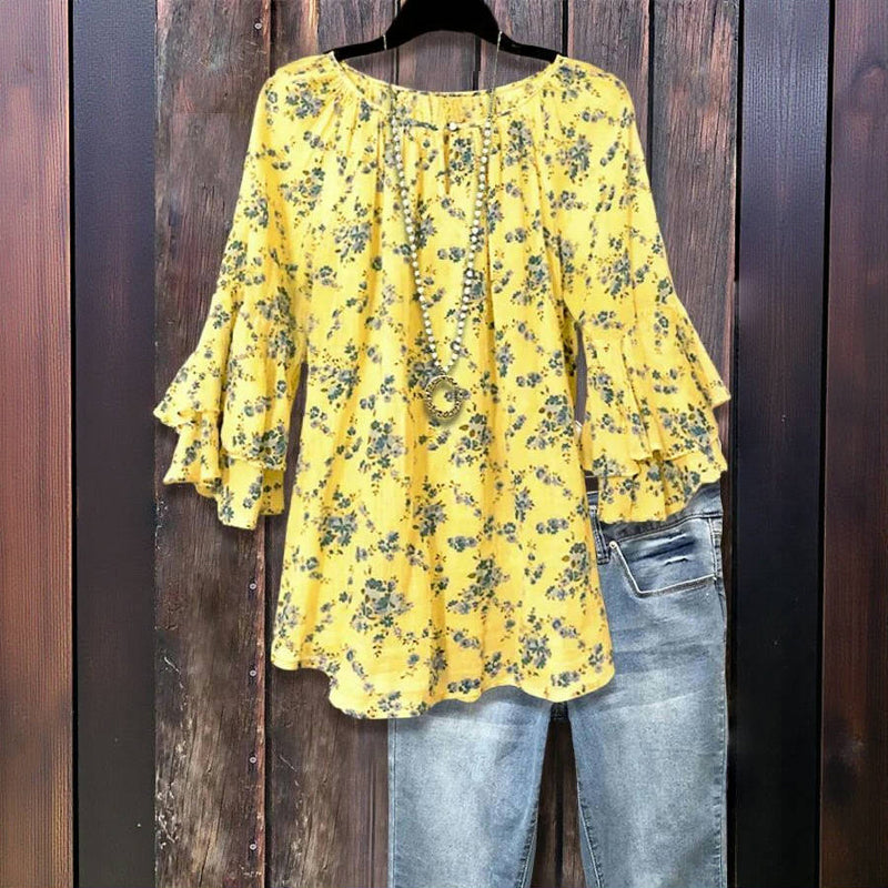 Charlotte – Relaxed Floral Ruffle Blouse