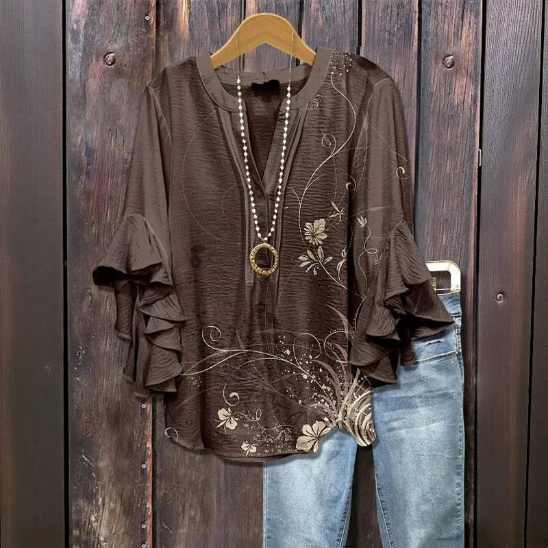Harper – Relaxed Floral Ruffle Blouse