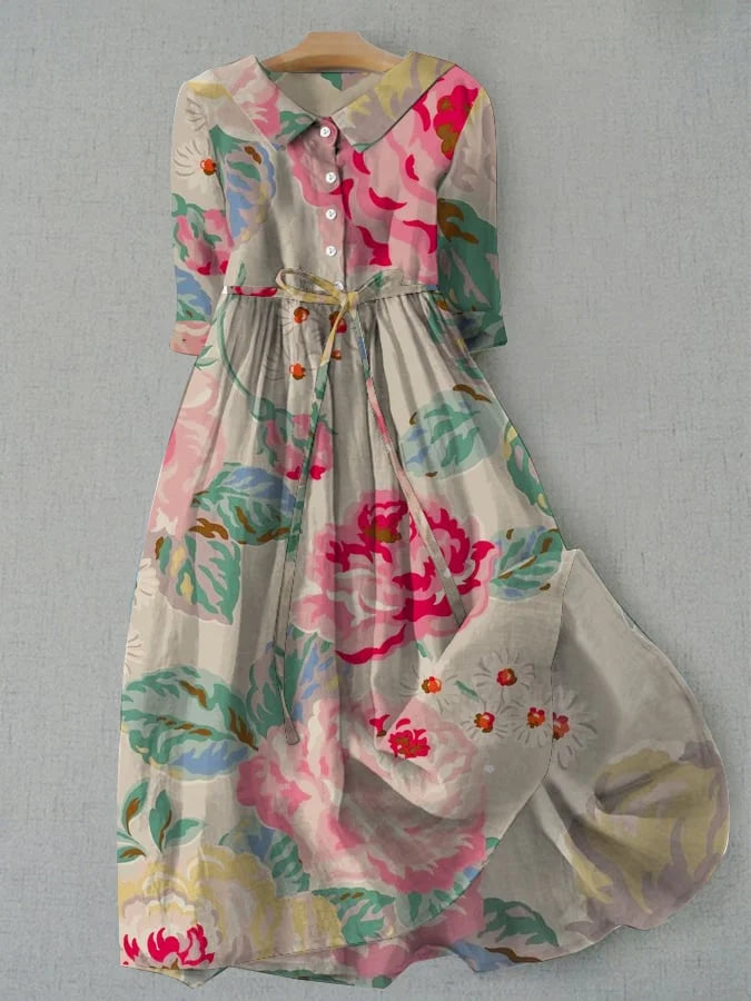 Lydia - Elegant Short Sleeve Floral Dress