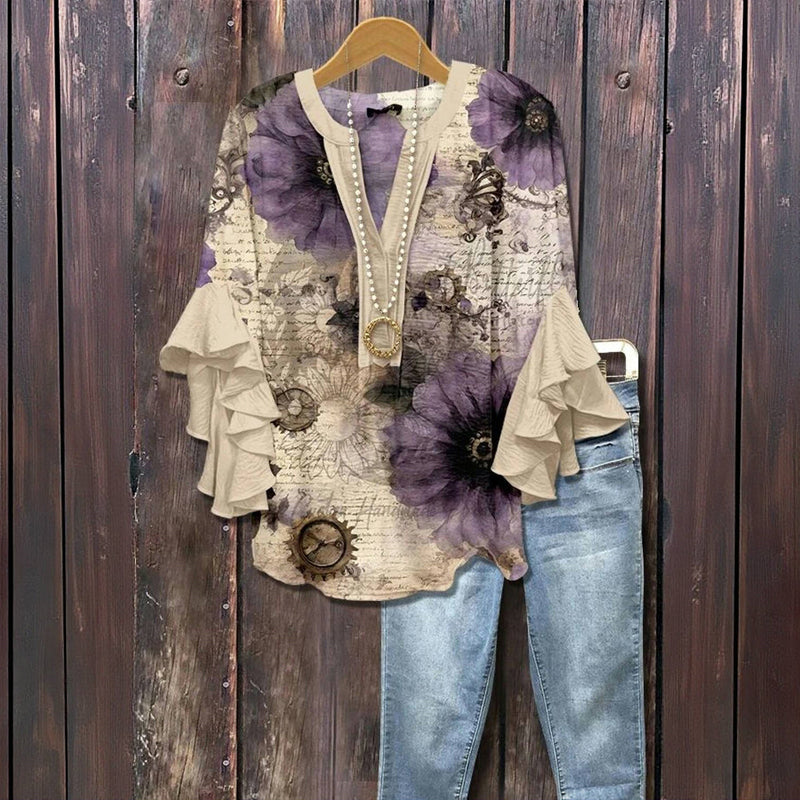 Lucy – Relaxed Floral Ruffle Blouse