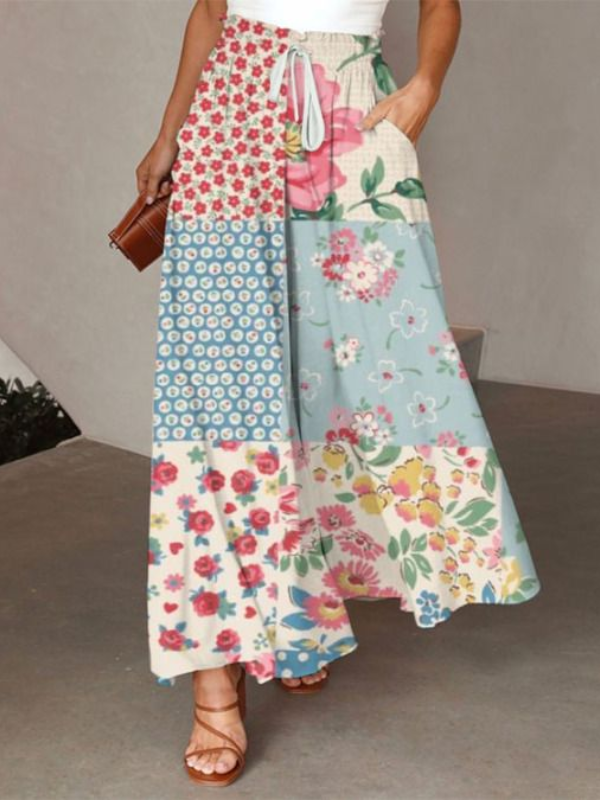 Annabelle - Floral patchwork maxi skirt