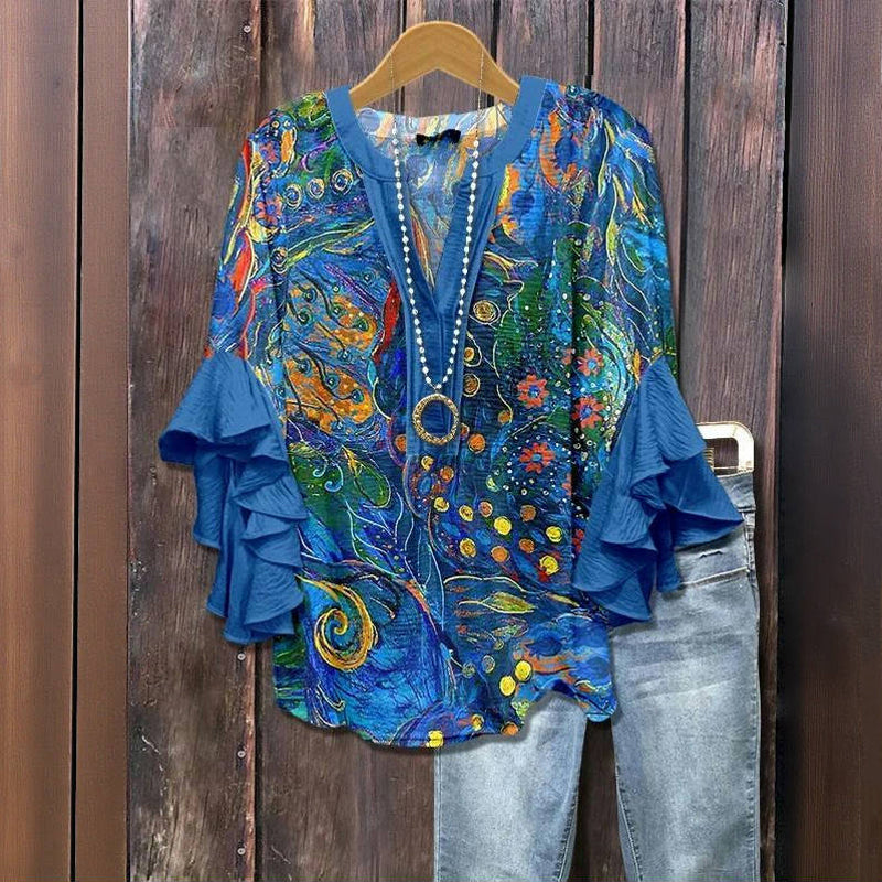 Daisy – Relaxed Floral Ruffle Blouse