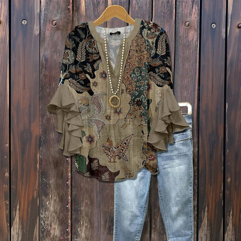 Amelia – Relaxed Floral Ruffle Blouse