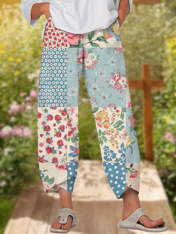 Isla - Floral patchwork relaxed pants