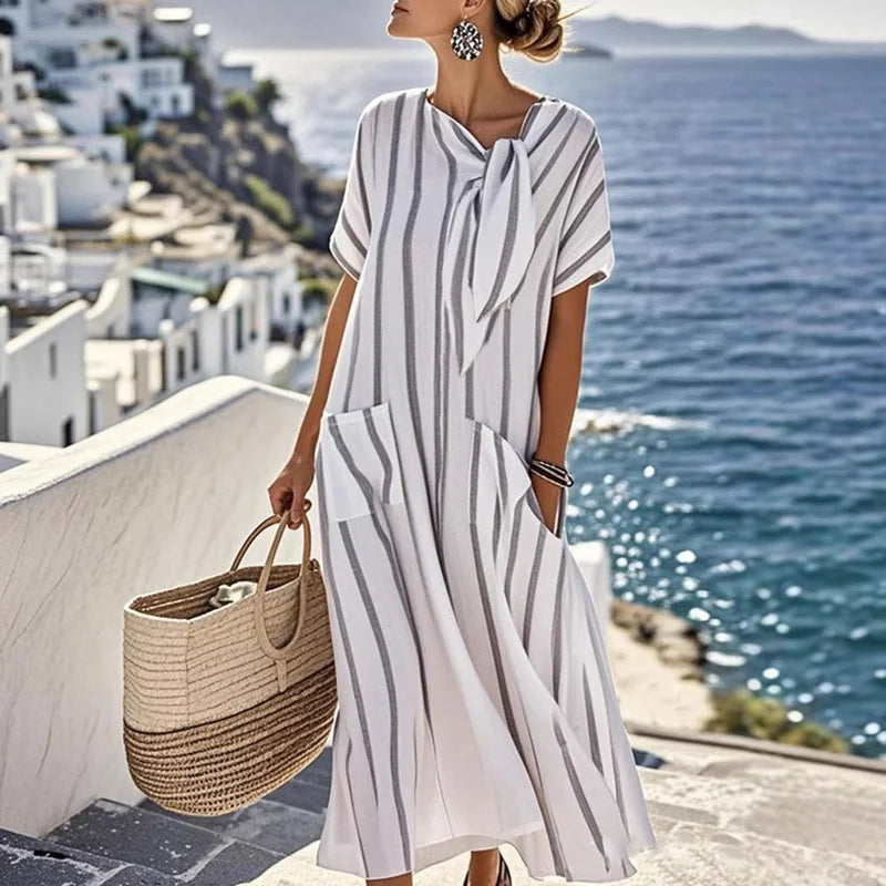 Poppy – Striped V-Neck Maxi Dress