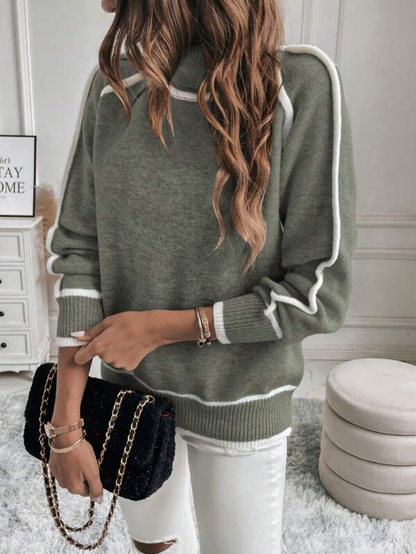 Kara - Contrast Trim Turtleneck