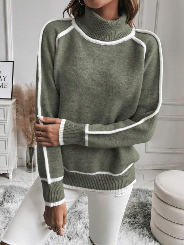 Kara - Contrast Trim Turtleneck
