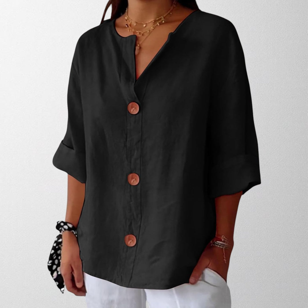 Noora - Relaxed Linen Blouse for Timeless Elegance