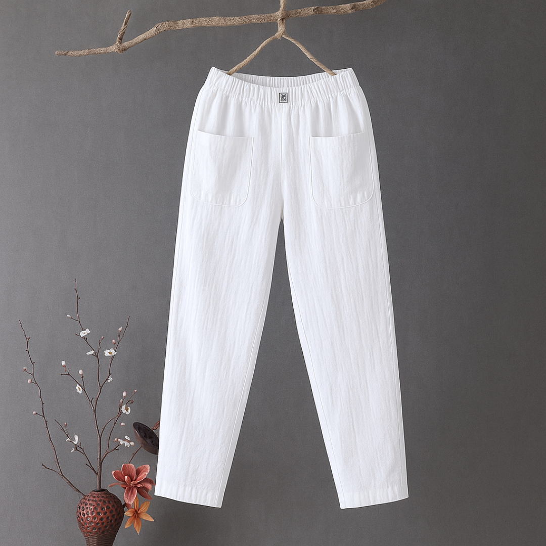 Erika™ | Casual Cotton and Linen Trousers with Elasticated Waist