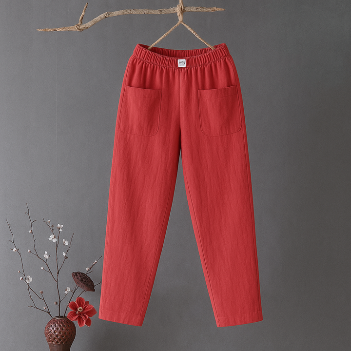 Erika™ | Casual Cotton and Linen Trousers with Elasticated Waist