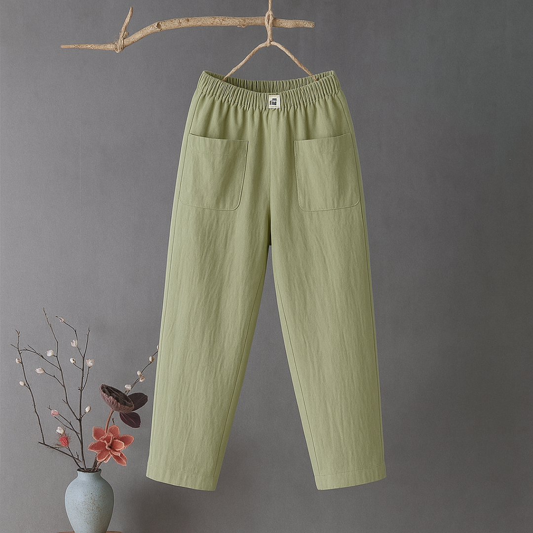 Erika™ | Casual Cotton and Linen Trousers with Elasticated Waist