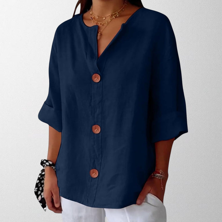 Noora - Relaxed Linen Blouse for Timeless Elegance