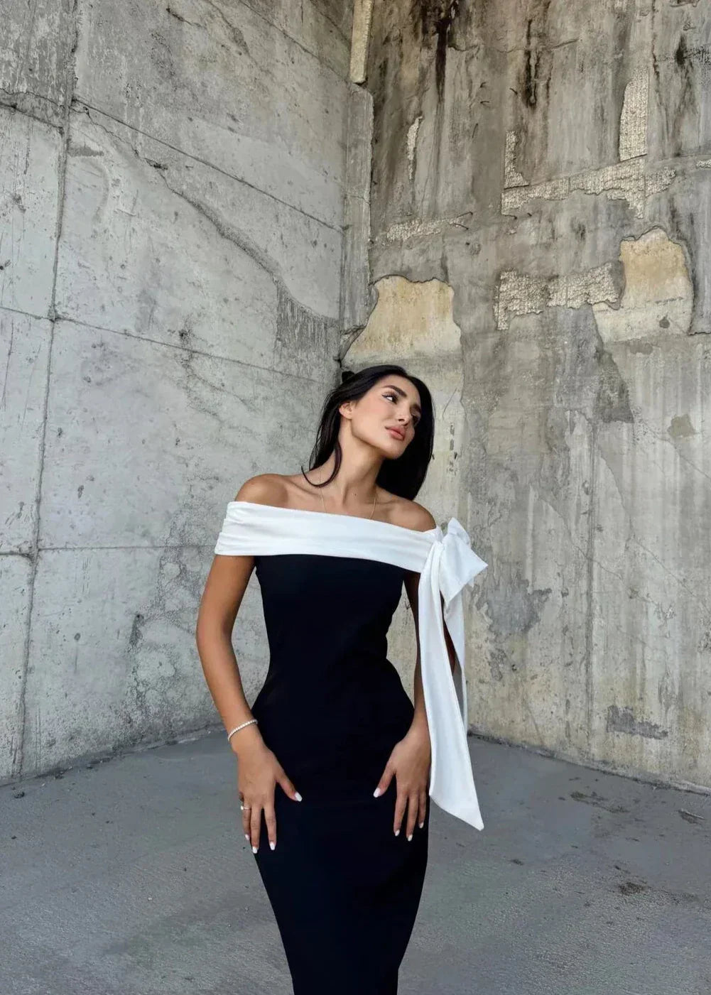 Novera - White Draped Detail Dress