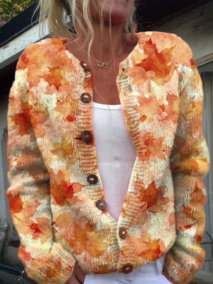 Amelia – Knitted cardigan with print