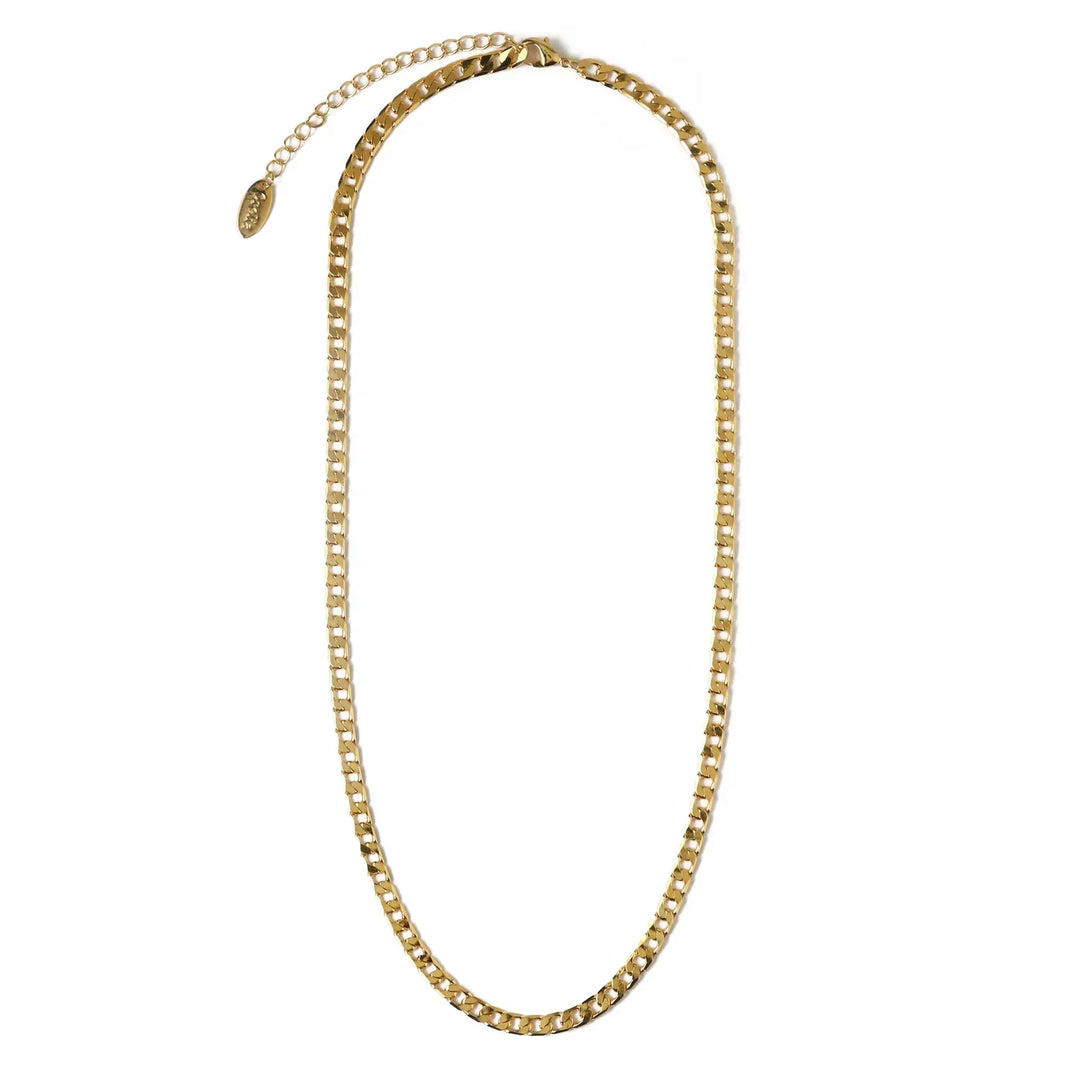 Flat Link Curb Chain Necklace | Gold