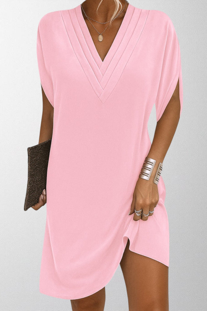 Olivia - Elegant V-Neck Midi Dress