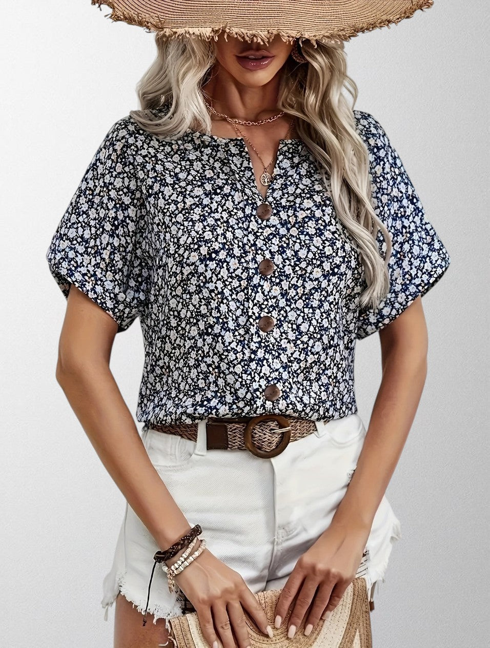 Olivia - Floral Button-Up Blouse