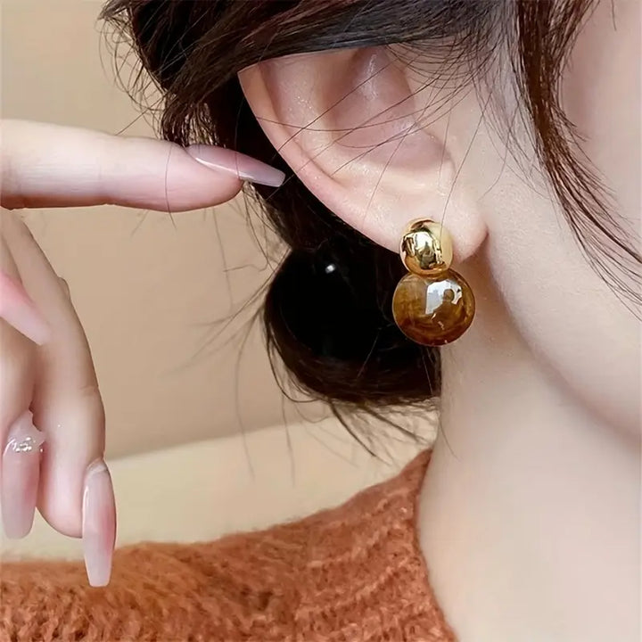 Amber Drop Earrings | Gold
