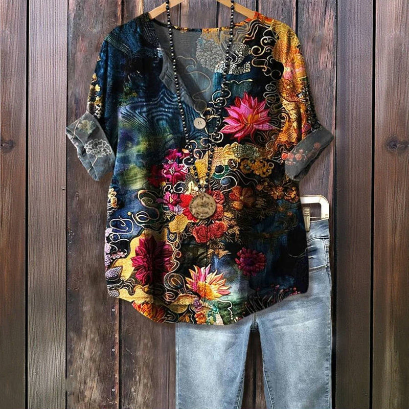 Millie – Relaxed Floral Ruffle Blouse