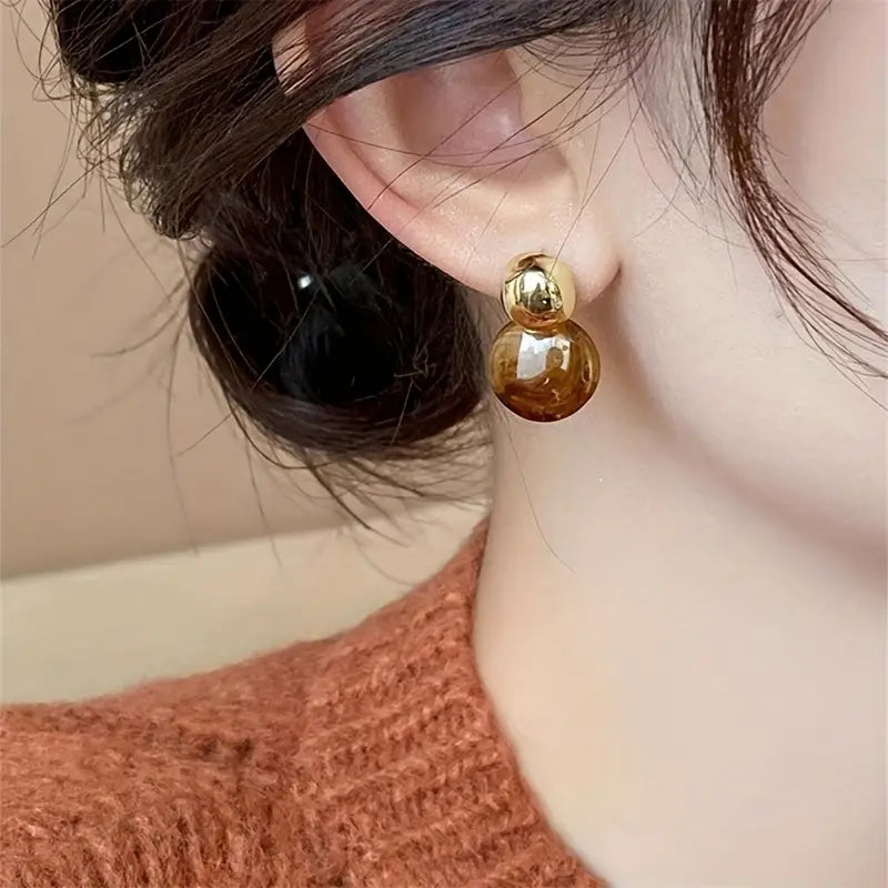 Amber Drop Earrings | Gold