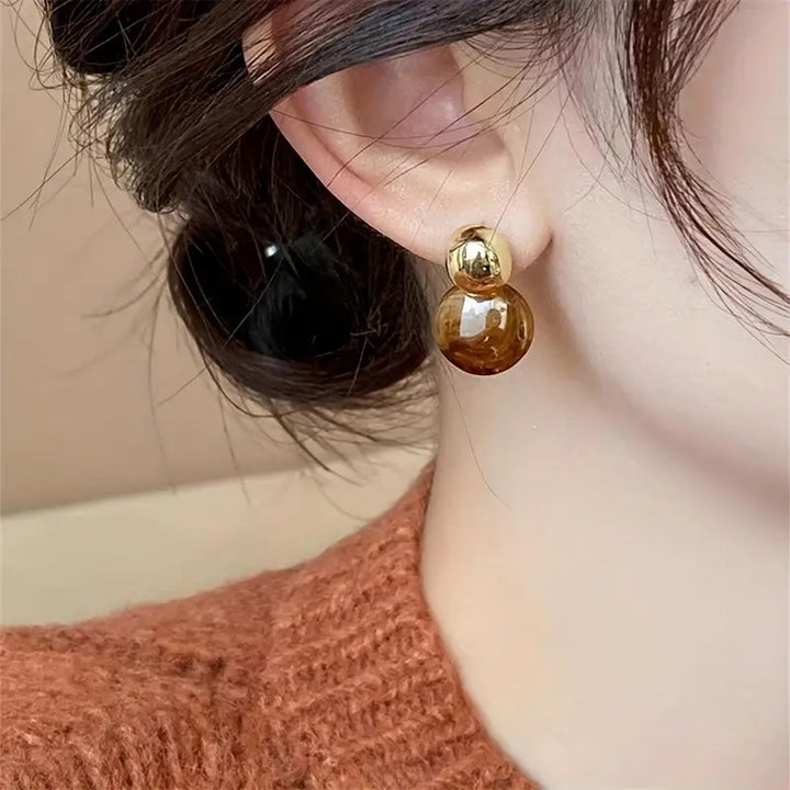 Amber Drop Earrings | Gold