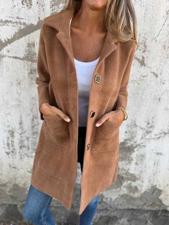 Eleanor – Casual Single-Breasted Thick Coat with Lapels