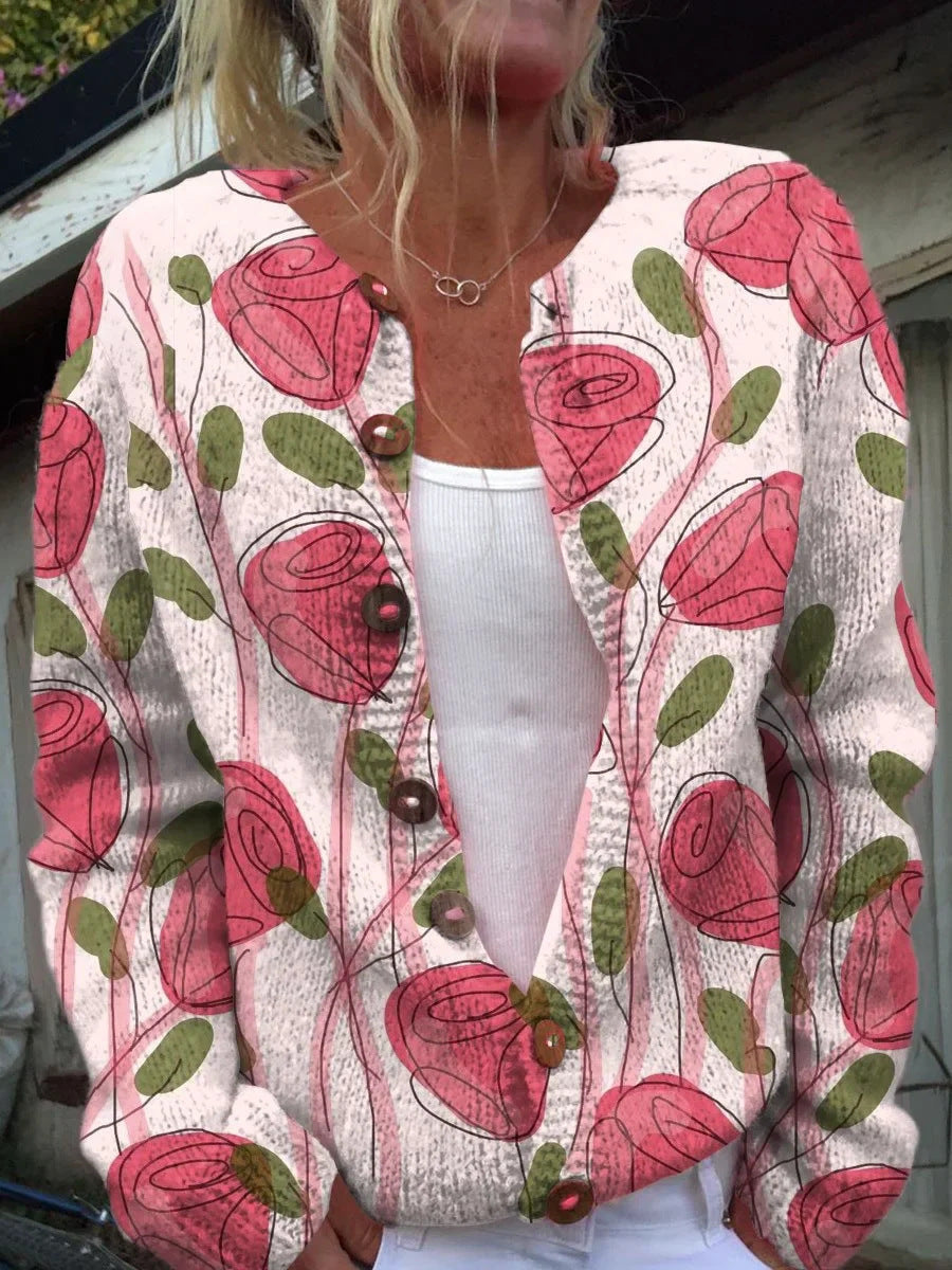 Amelia – Knitted cardigan with print