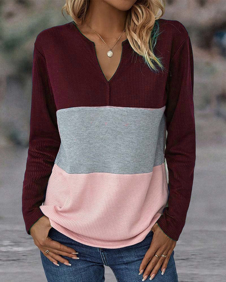 Lyrenia - Cozy Colorblock Pullover