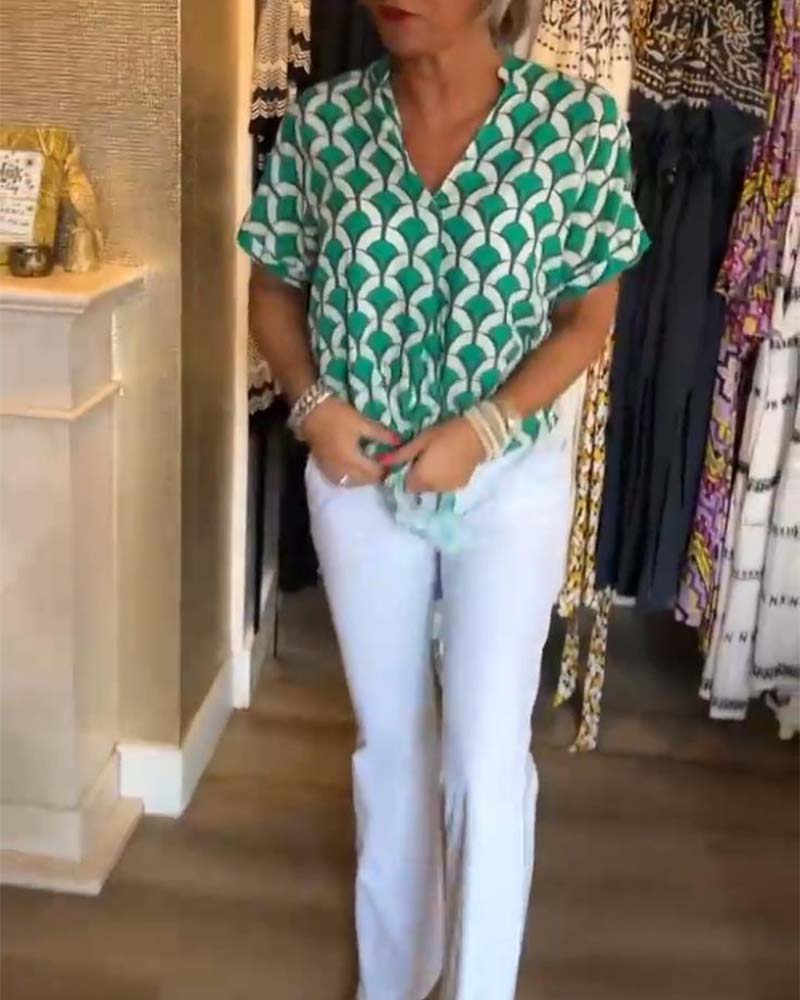 Zarae - Geometric Print Top