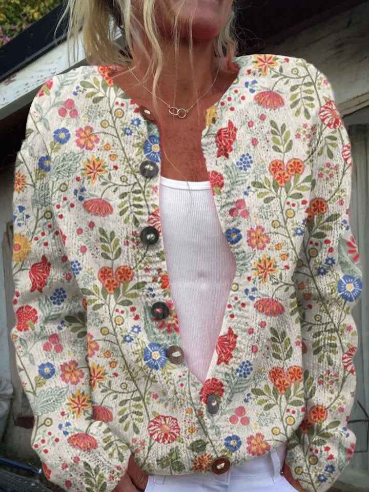 Amelia – Knitted cardigan with print