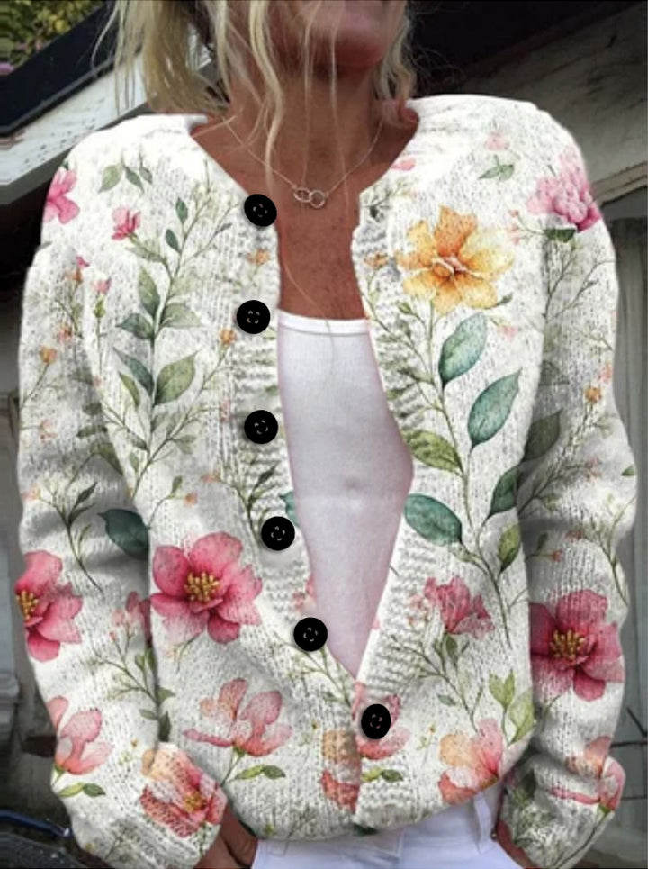 Amelia – Knitted cardigan with print