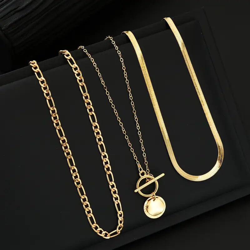 Matilda Textured Coin Layered Necklace | Gold