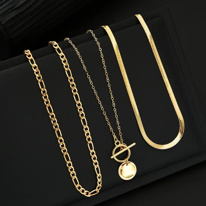 Matilda Textured Coin Layered Necklace | Gold