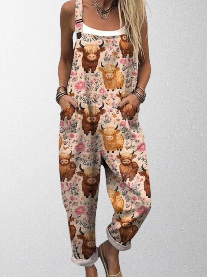 Olivia - Artistic Farm Print Jumpsuit