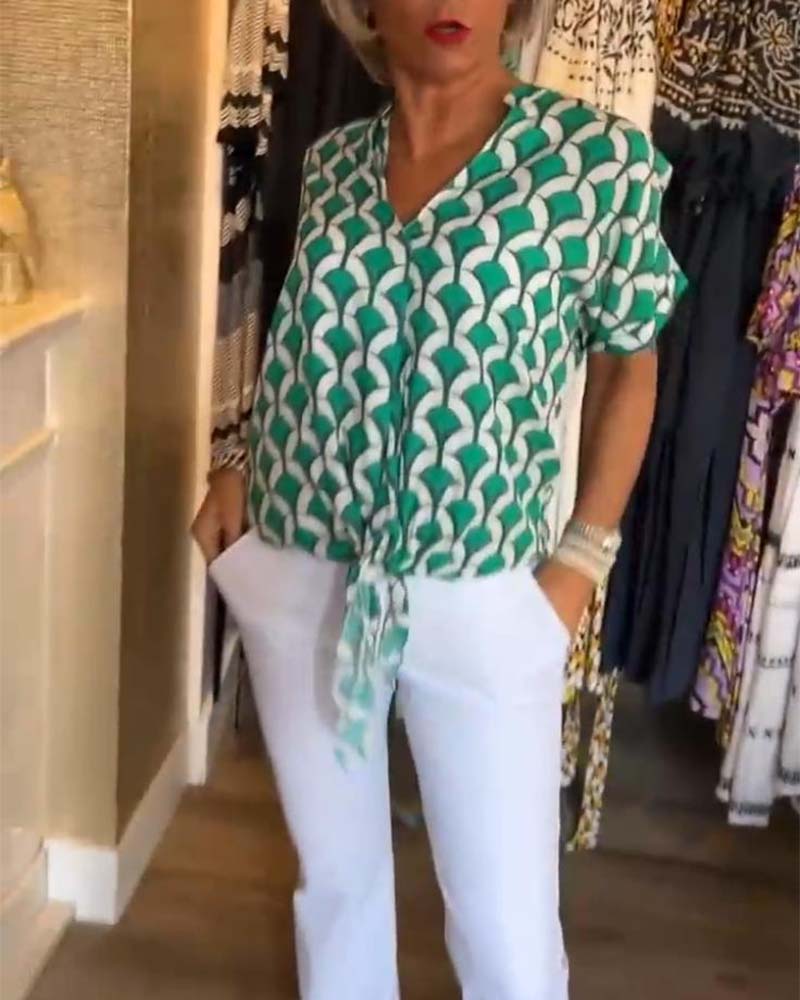Zarae - Geometric Print Top