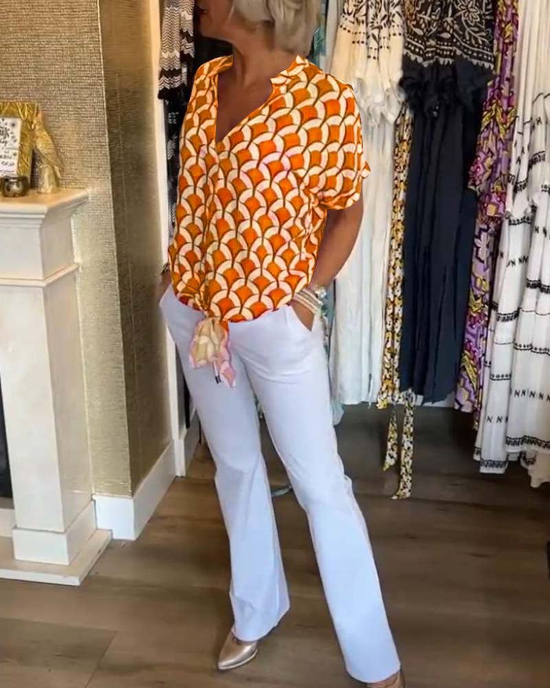 Zarae - Geometric Print Top
