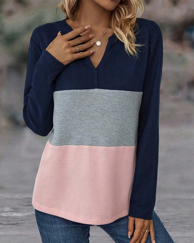 Lyrenia - Cozy Colorblock Pullover