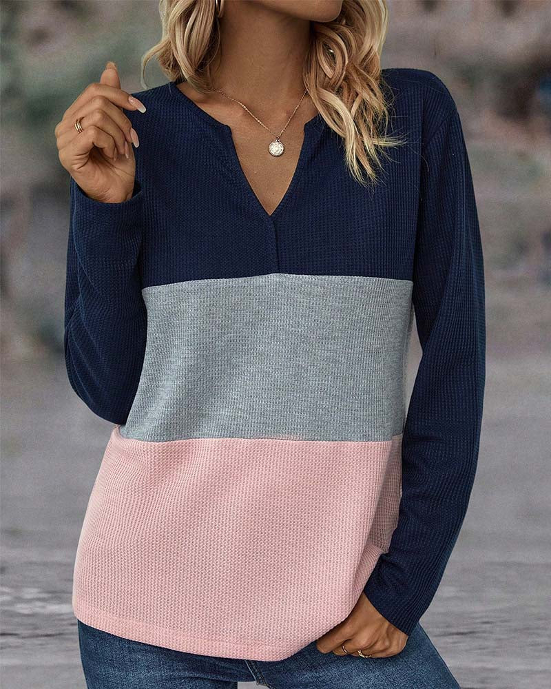 Lyrenia - Cozy Colorblock Pullover