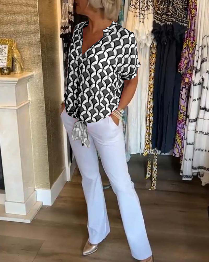 Zarae - Geometric Print Top