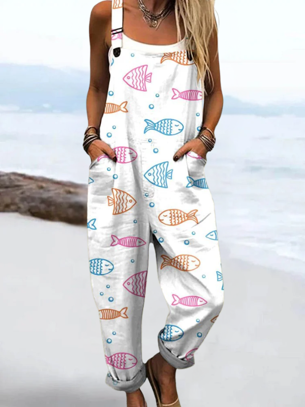 Elspeth | Floral patchwork strap overalls