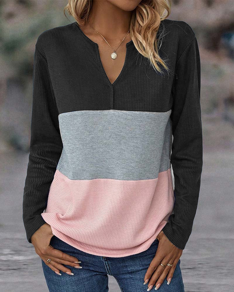 Lyrenia - Cozy Colorblock Pullover