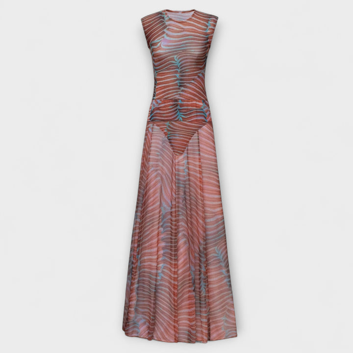 Phoenix – Shimmering Wave Mesh Bodysuit and Skirt Ensemble