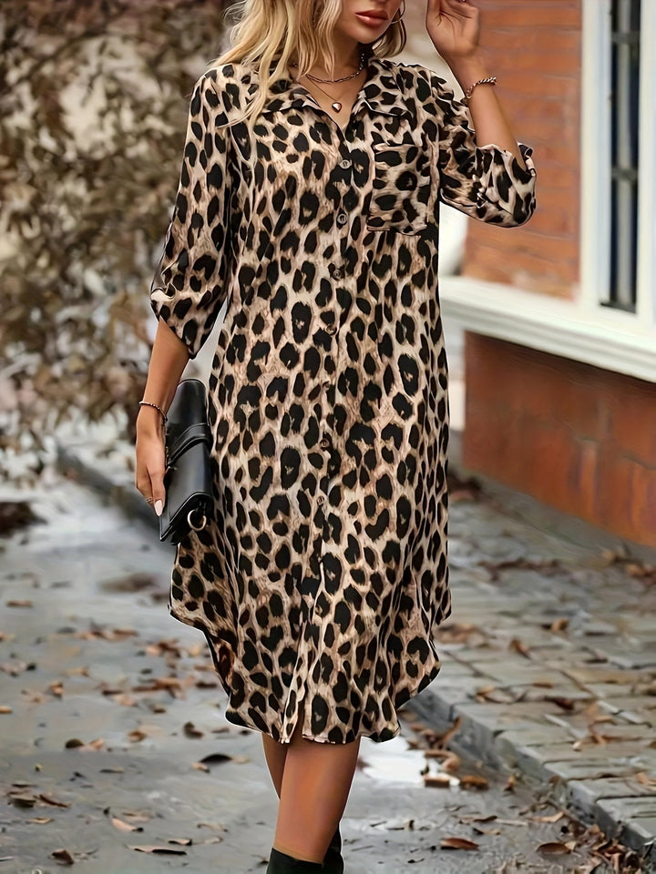 Farra - Leopard Button-Up Dress