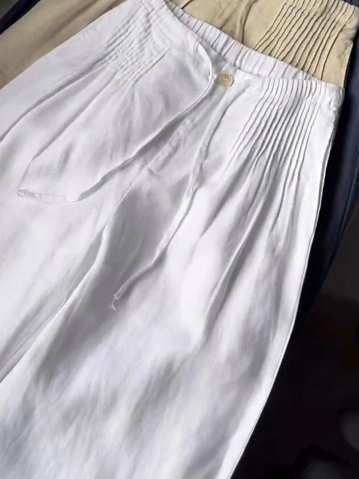 Olivia - Wide-leg Trousers in Cotton and Linen Blend