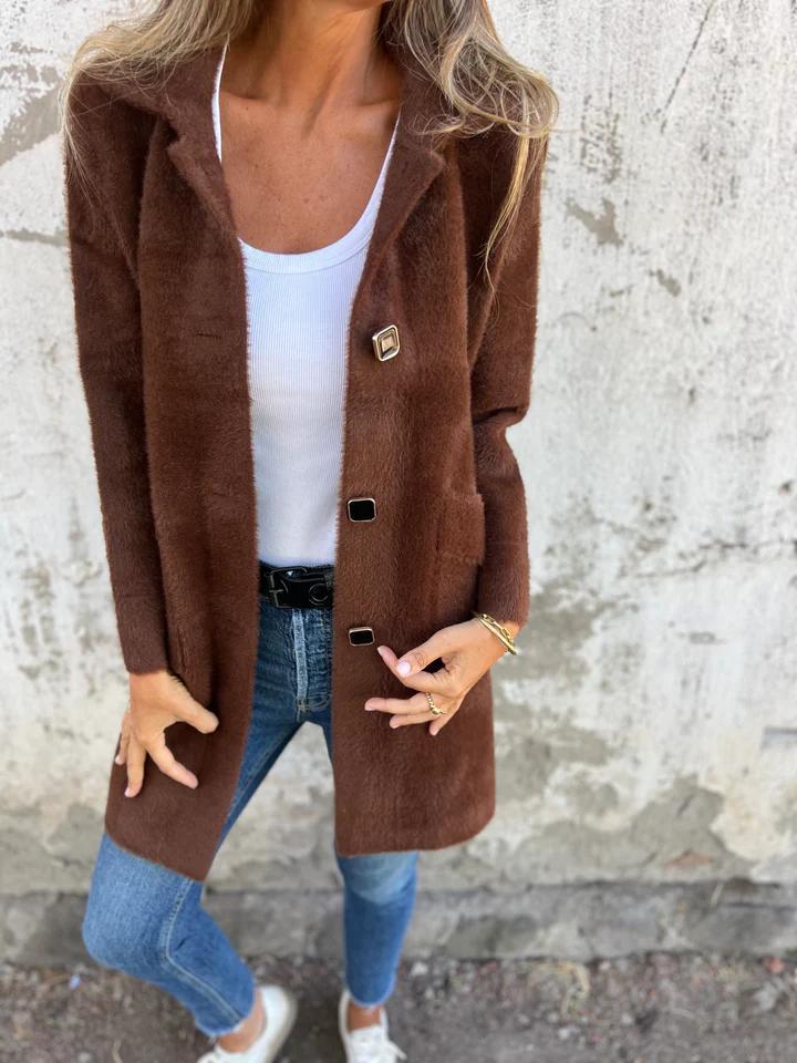 Eleanor – Casual Single-Breasted Thick Coat with Lapels