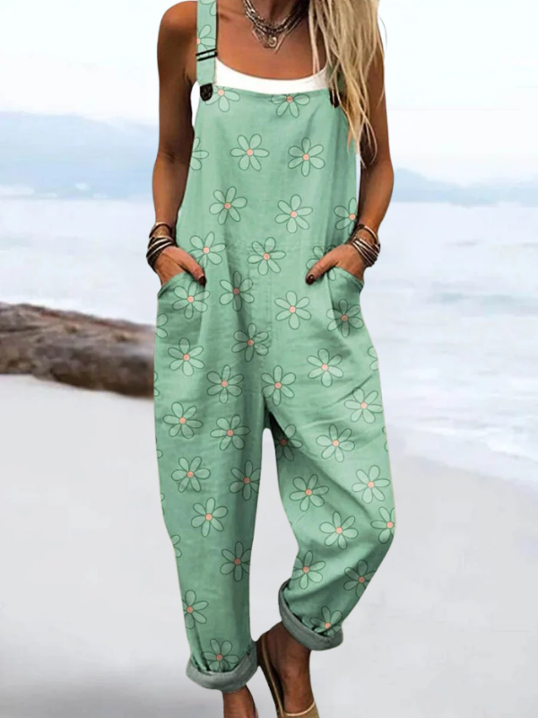 Elspeth | Floral patchwork strap overalls