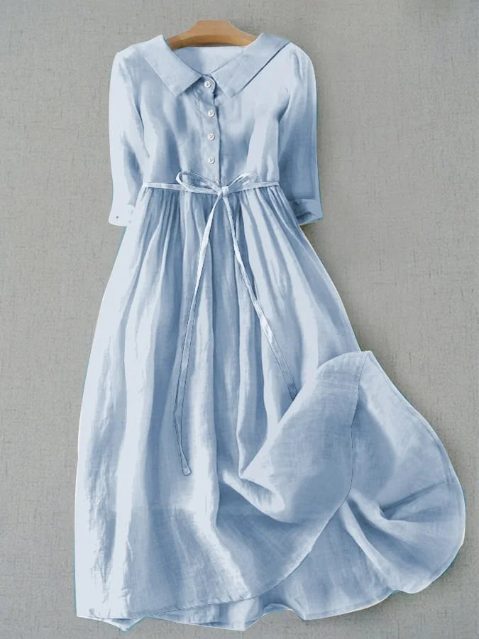 Eliza - Elegant Half Sleeve Lace-Up Waist Dress