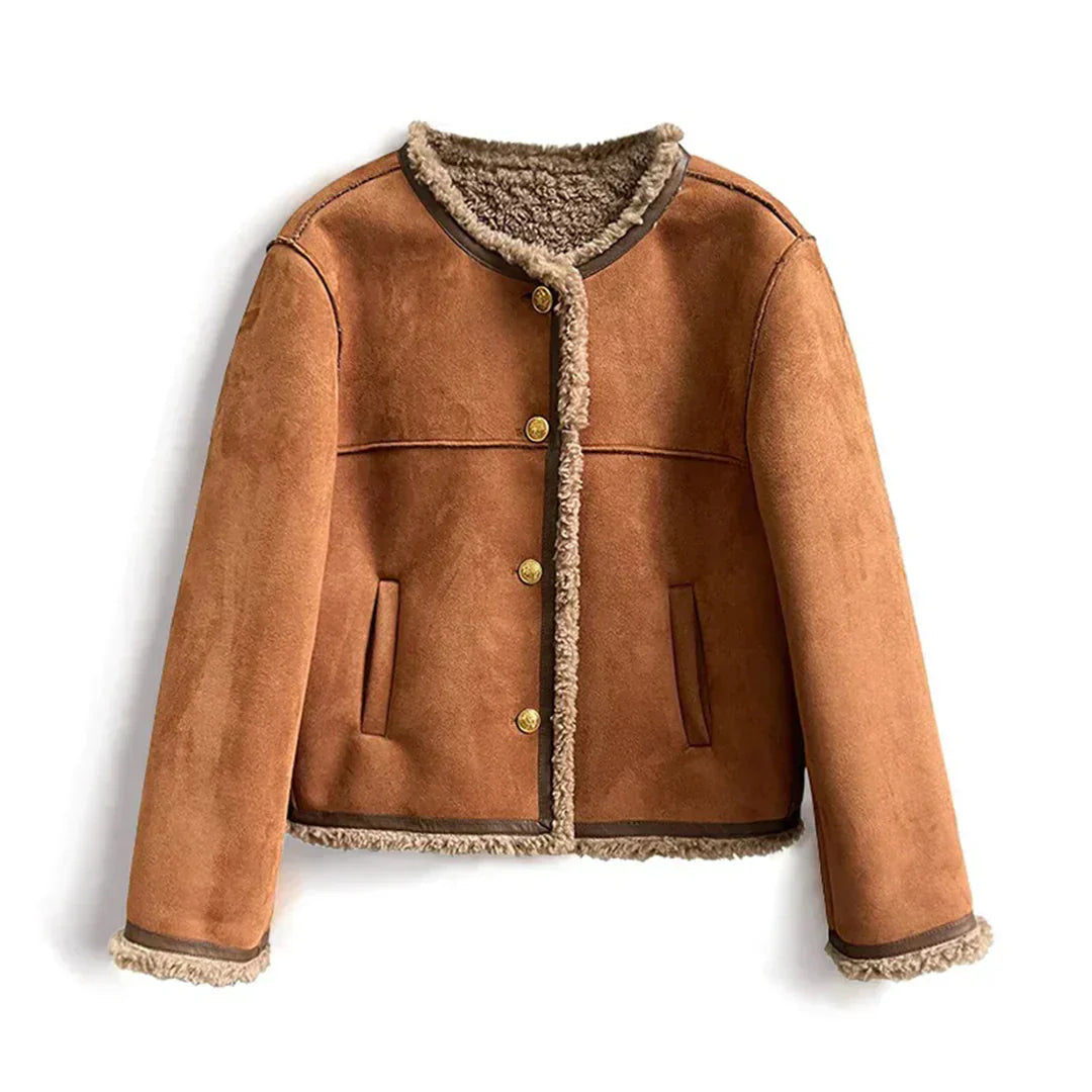 Isabella Shearling Button Jacket