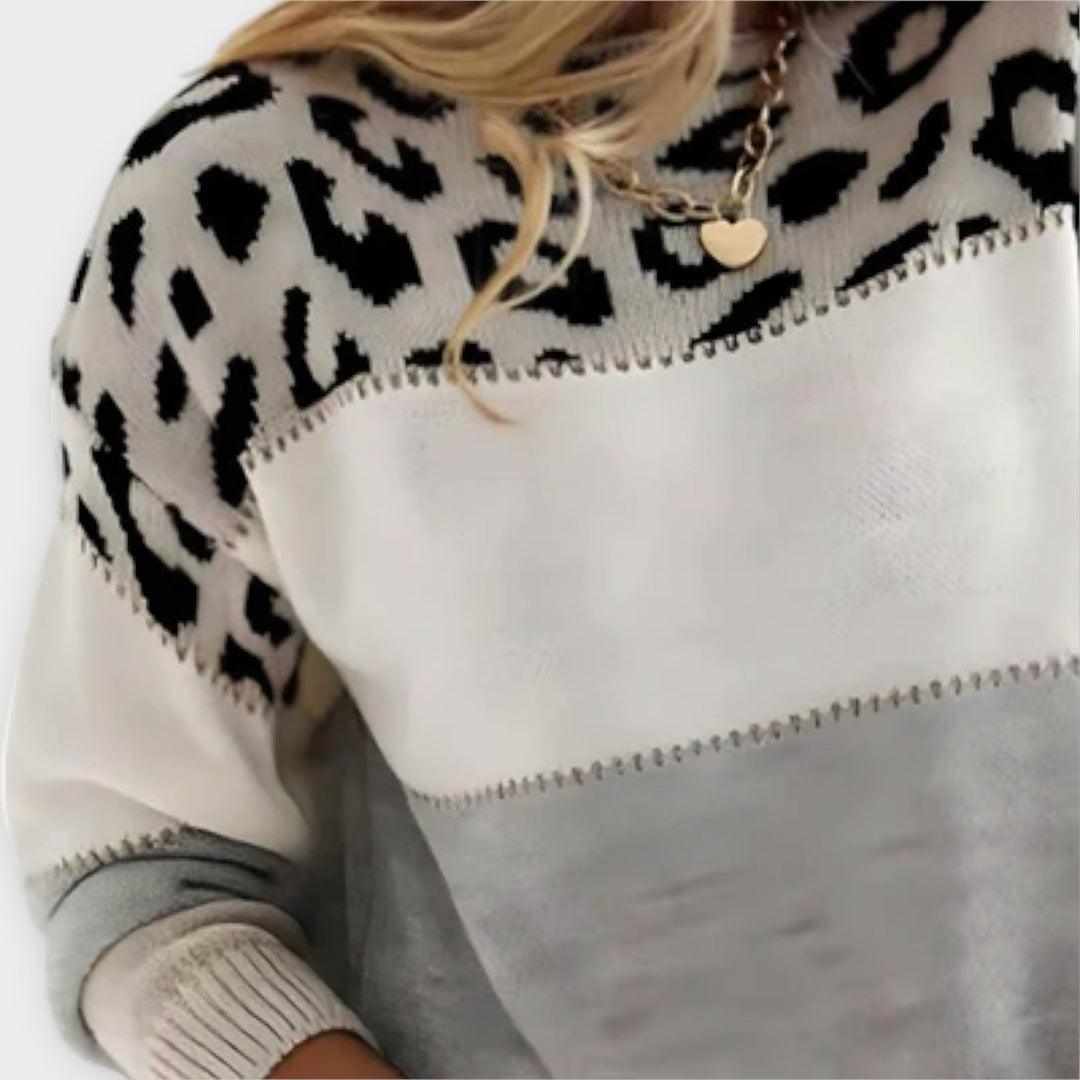 Cheyenne - Casual Jumper With Leopard Print Design